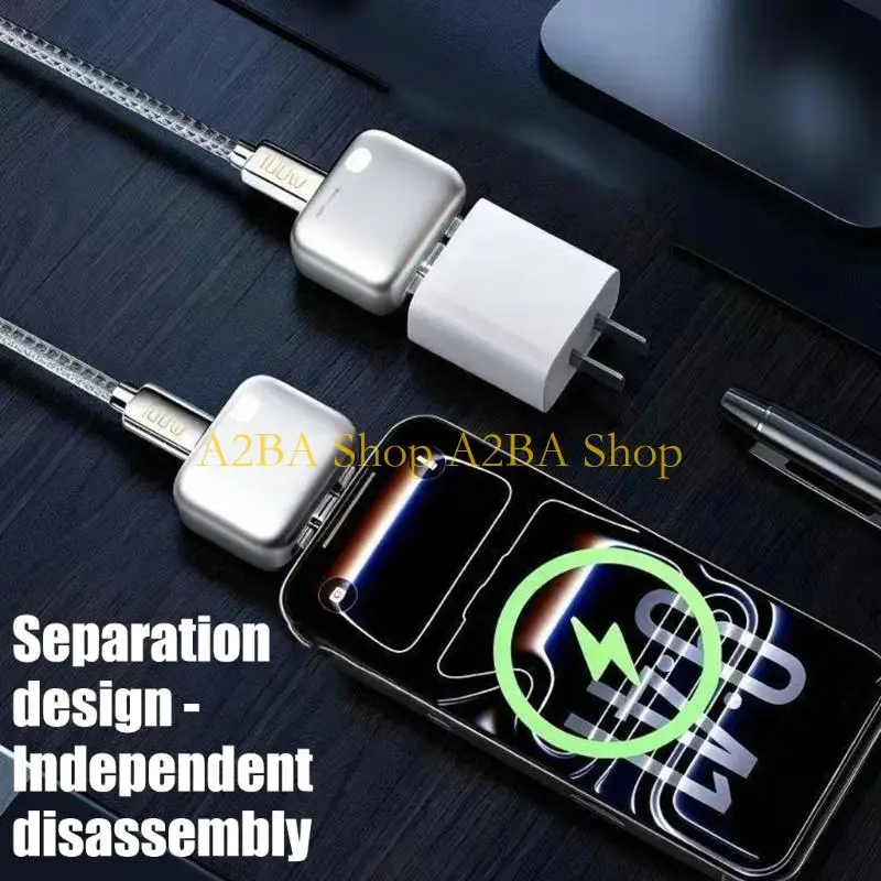 A2BA Automatic Power Cutoff Chargers with 100W Data Cable ABS for Safe Overnight Use