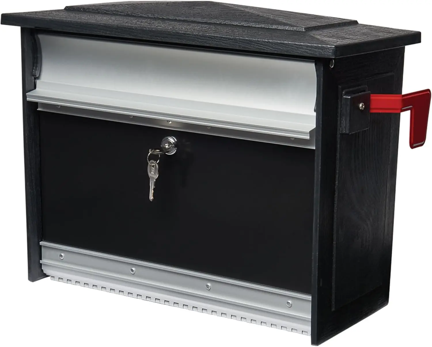

Wall-Mounted Locking Mailbox with Key, Rust-Resistant Aluminum & Plastic, Black Outdoor Mail Drop Box