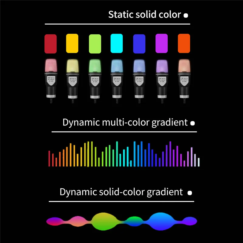 Yanmai USB Microphone RGB Condensador Wire Gaming Mic for Podcast Recording Studio Streaming Laptop Desktop PC