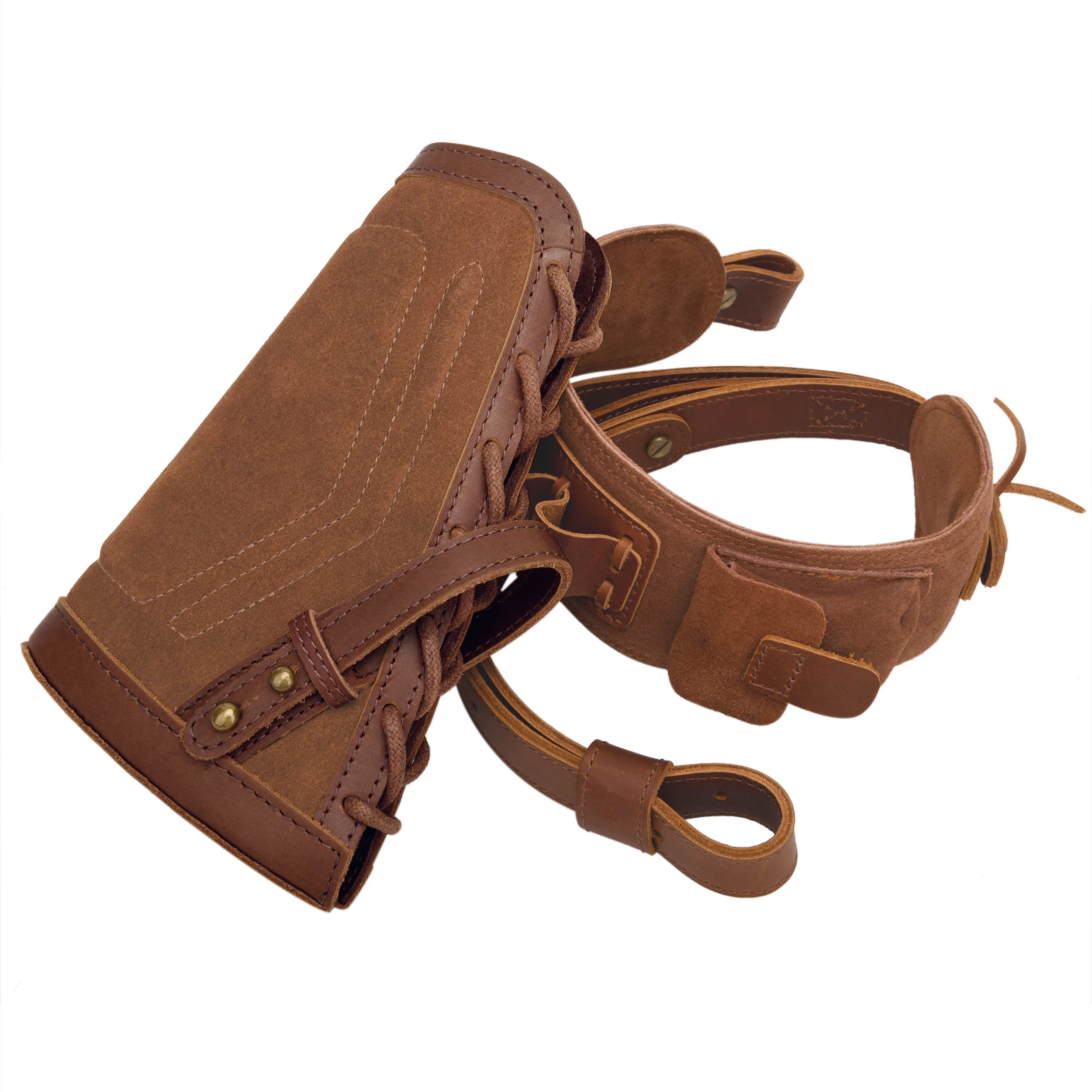 Durable Leather No Drill Shotgun Sling With Gun Buttstock 12/16/20GA  For Lefty Or Righty Hunter