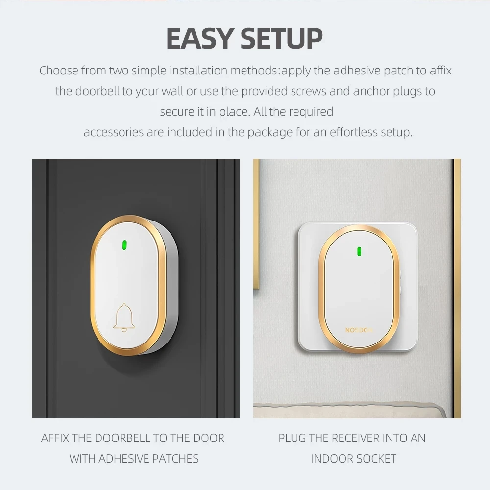 Doorbell ไร้สายกันน้ํา Doorbell 300 M US EU UK AU ปลั๊กอัจฉริยะประตู Bell CHIME 1 2 ปุ่ม 1 2 3 ตัวรับสัญญาณ Mi