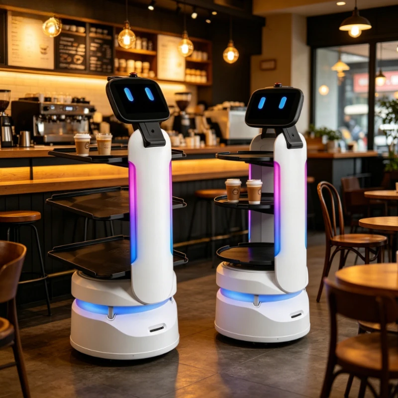 Delivery Robot Commercial Restaurant Smart Serving Robot with Touchscreen Tray​ Auto-Charging Food Service for Cafe Hotel Bar