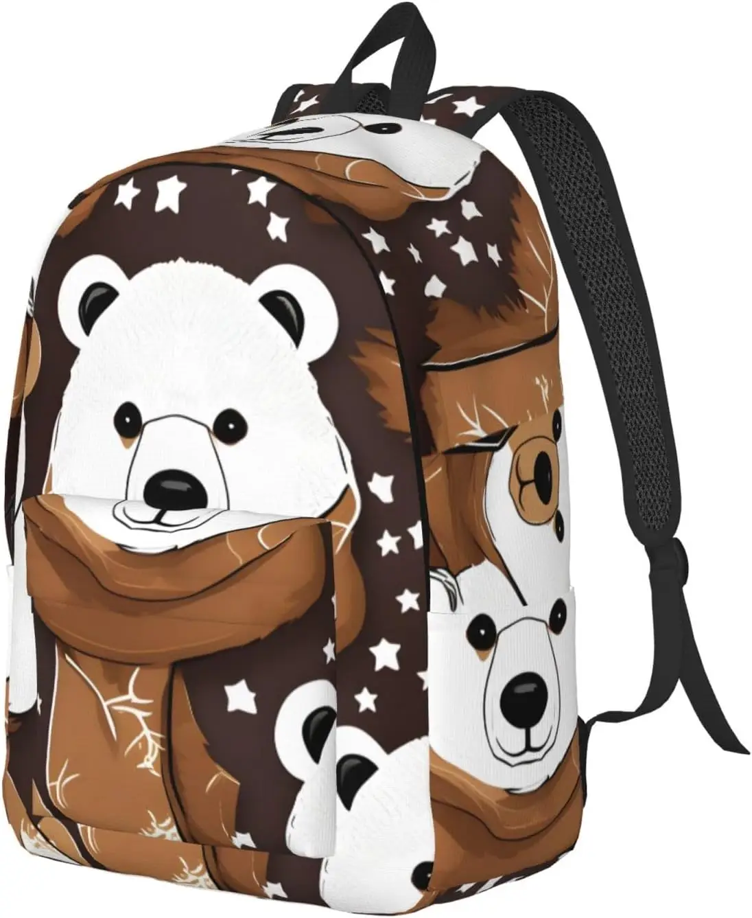 White bear brown bear Fashionable and lightweight canvas backpack, fit for casual travel, easy to carry your life