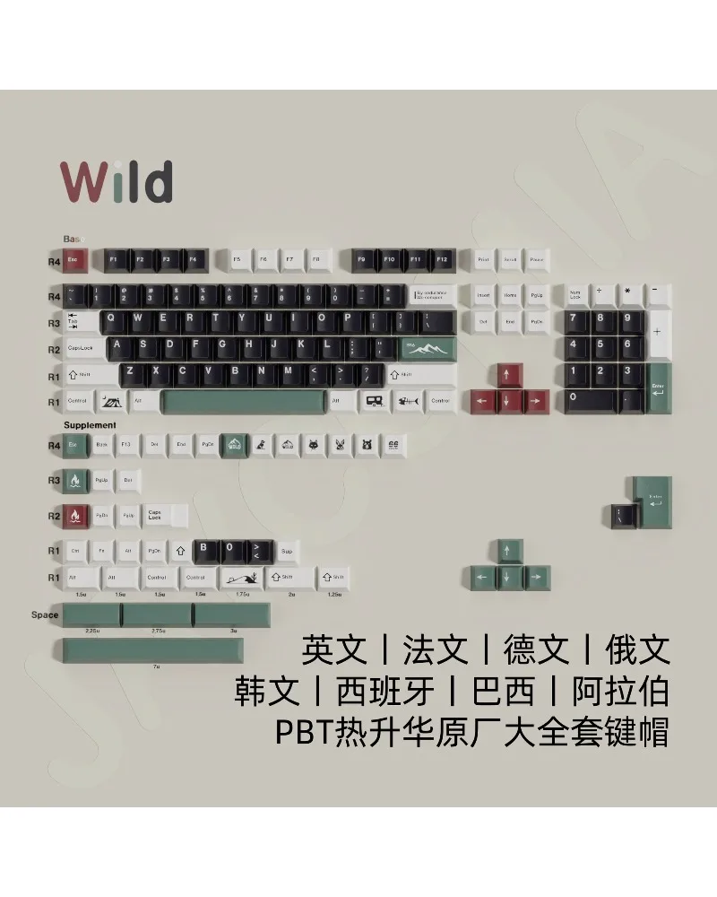 Original PBT Sublimation Keycap Arabic Korean German French Spanish Brazil Russian Small Language