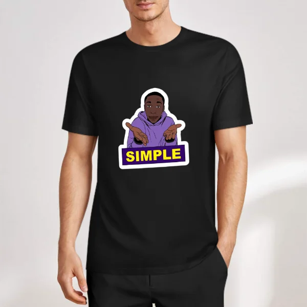 

Simple Speechless Guy Speechless Expression Pattern Pure Cotton T-shirt Fashionable Street Style Harajuku Aesthetic Loose Top