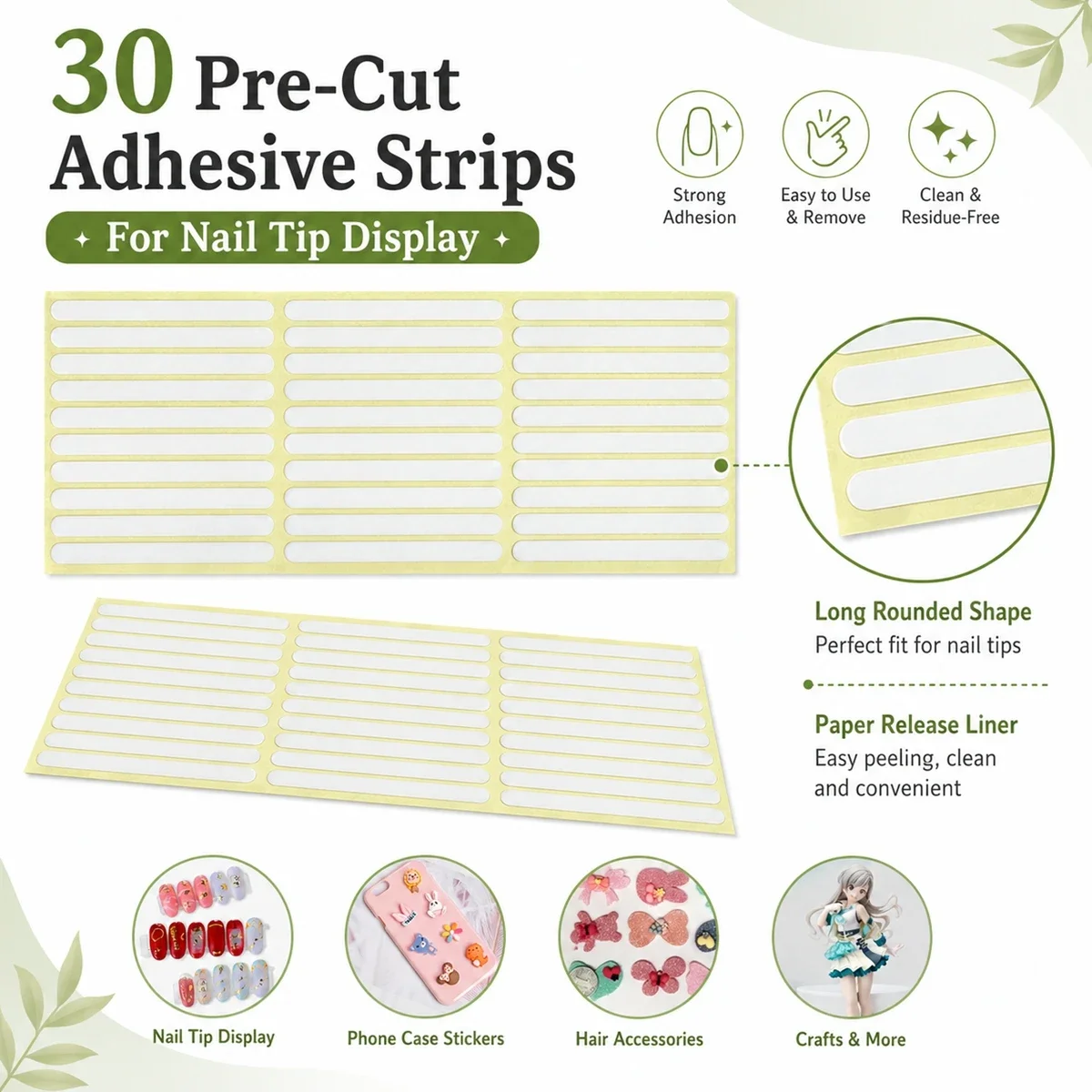 1 bis 50 Blatt doppelseitiges Nagelklebeband 30-1500 Klebestreifen für Press-On-Nägel Verpackung, Lagerung, Präsentation, Salonzubehör – Detail 3