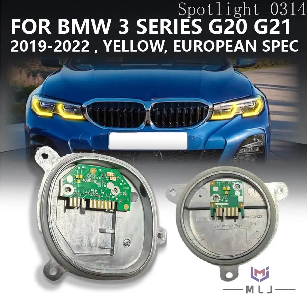 

Yellow 63118737143 63118737144 For 2019-2022 BMW 3 Series G20 G21 EU High-Spec Laser Blue Eyebrow Headlight DRL Module Angel Eye