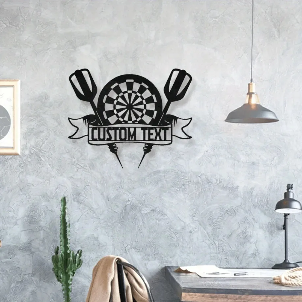 1pc 2D Flat Custom Darts Dartboard Metal Wall Sign Waterproof Wall Art Easy Mount Bar Game Room Basement All Season Decor Only F