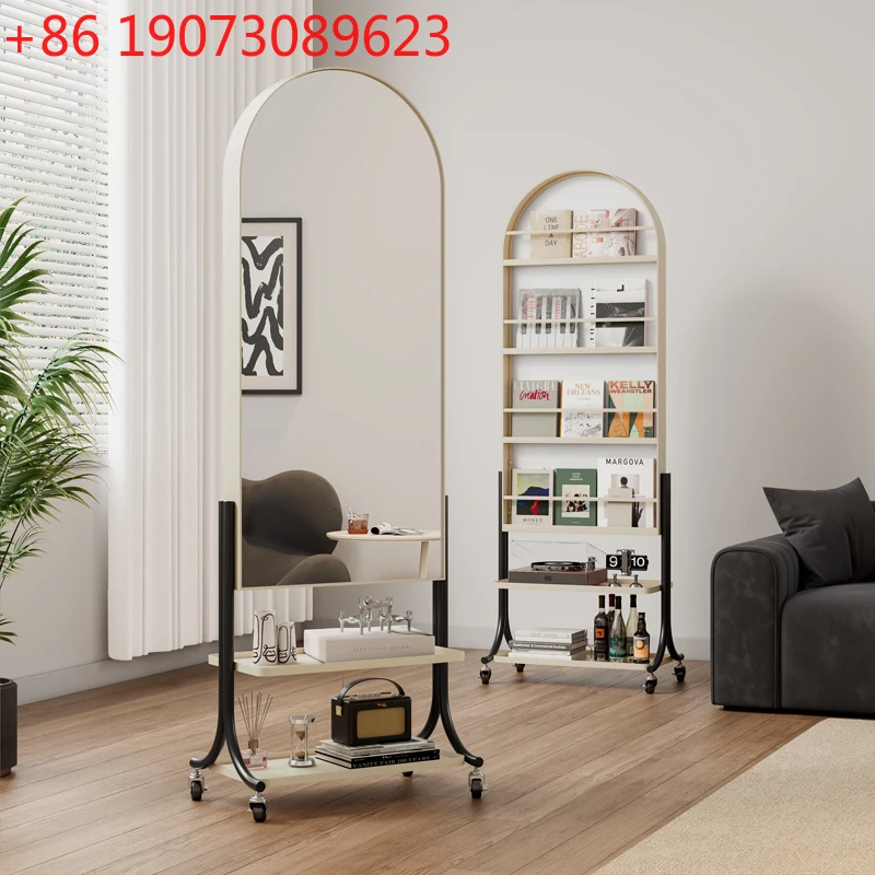 

Movable Full-length Mirror Magazine Rack Integrated Bedroom