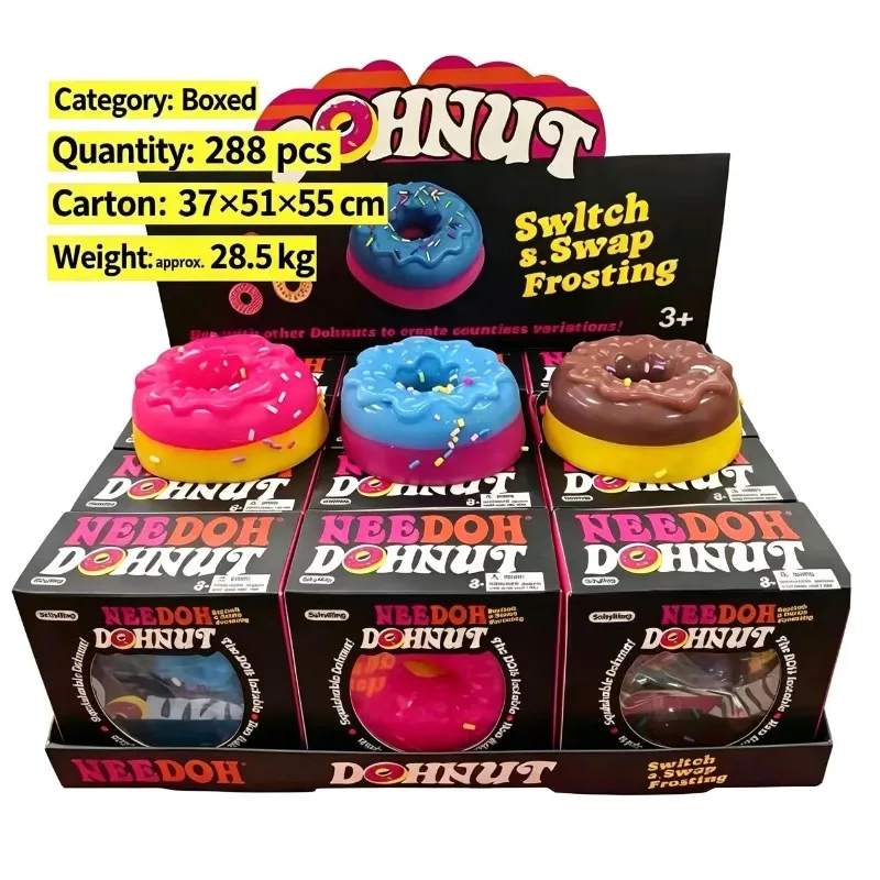 Needoh Dippin Dazzler Egg Donut Stress Relief Squishy Cube Squeeze Toy Slow Rebound Anti-Anxiety Perfect Gift Jelly Donut Adult
