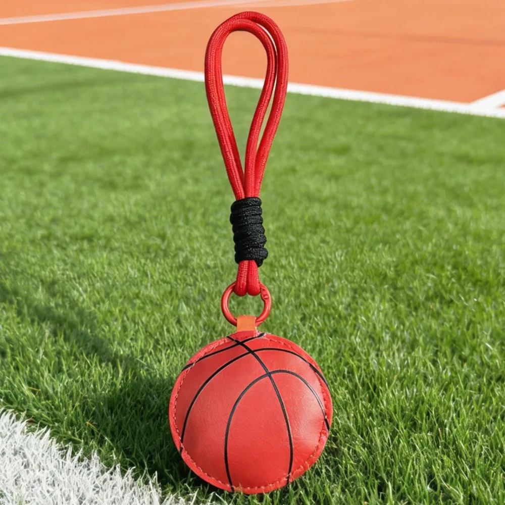 Cartoon Soccer Leather Keychain PU Leather Sports Ornament Sports Ball Keychain Non-fading with Carabiner
