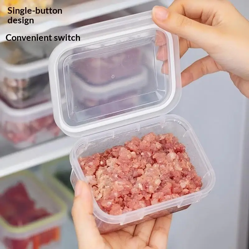 Food Storage Box With Single Snap-On Cover Portable Compartment Sealed Storage Container Refrigerator Organizer Kitchen Gadgets