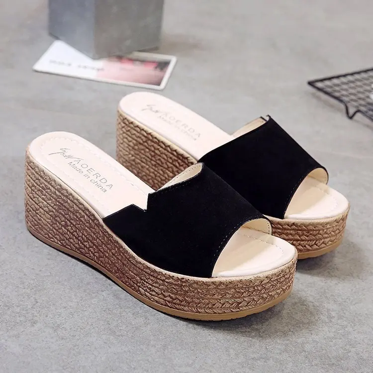 Platform Sandals Women 2024 New Korean Fashion Wedge Shoes Ladies High Heels Thick Bottom Mules Summer Casual Female Slippers