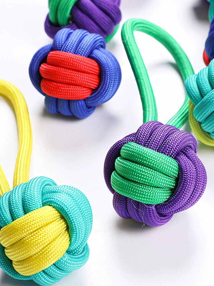 Pet cotton knot toy set, bite resistant and wear-resistant cotton rope ball dog toy, multi-color cotton ball dog toy