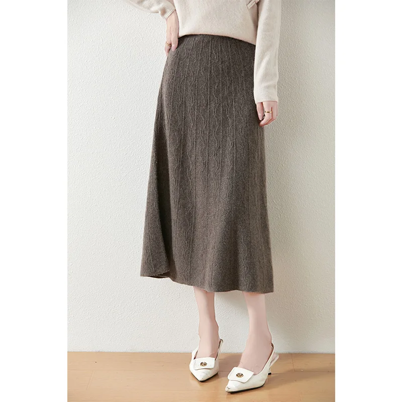 Skirt 2024 Autunmn/Winter Loose Wool Skirt Casual Women\'s Dresses Elegant юбка 100% Wool Knitted Jumpers