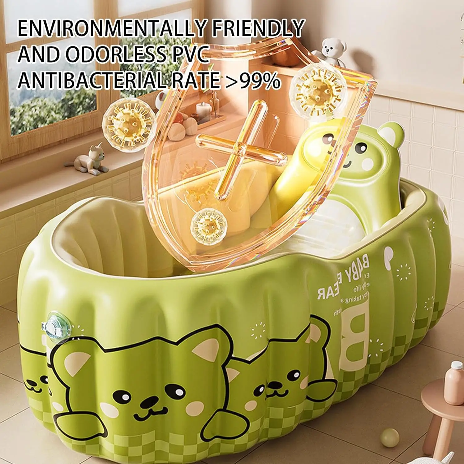 

Thickened inflatable shower basin, inflatable folding bathtub for comfortable sitting and lying, convenient for babies to carry