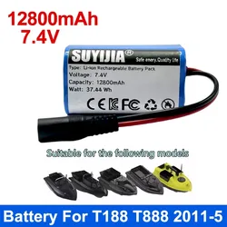 New 2024 Upgrade 7.4V 12800mAh Battery for T188 T888 2011-5 V007 C18 H18 So on Remote Control RC Fishing Bait Boat Parts