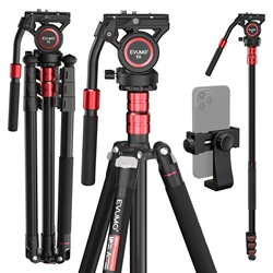 Evumo GF4 Travel Video Tripod Kit Lightweight Aluminum Alloy Tripods with 360° Video Head for Arca-Swiss Quick Release Plate