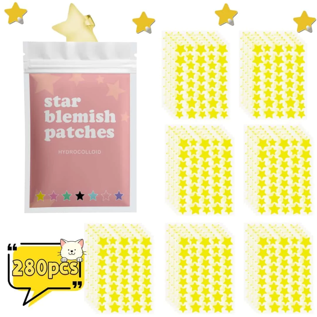 280 pieces of multi-color star acne patches, facial acne patches, concealer acne patches, and pimples patches, ultra-thin