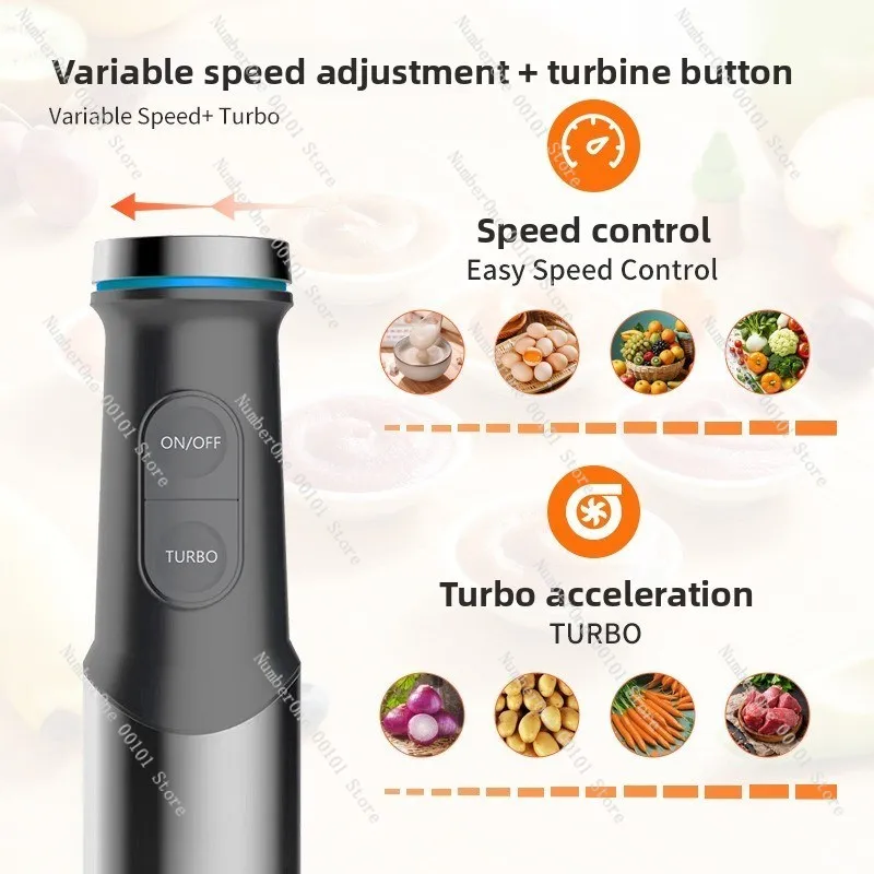Multifunctional handheld mixer - whisk, beater, chopper, meat grinder, food processor - 5-in-1 for home use