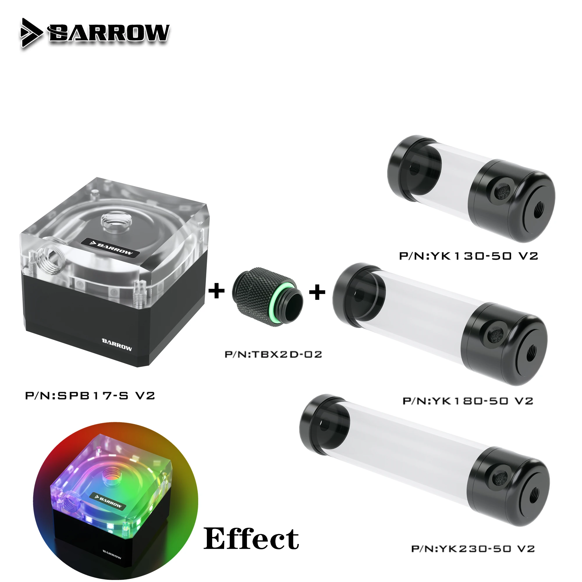 Imagem -02 - Barrow Aio Bomba e Reservatório Controle de Velocidade tipo Bomba para Computador Watercooling Sincronização Lrc2.0 Transparente Spb17-s v2 Pwm 17w