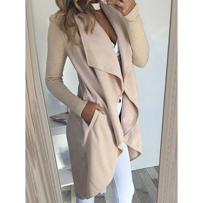 

2025 Large Size Fashion Solid Color Lapel Slim Women Trench Coat Jacket