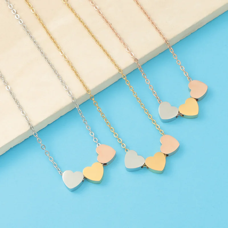 

2Pcs/Lot Mirror Polish Stainless Steel Love Heart Beads Pendants Necklaces For Womens Mens Jewelry Lovers Gift