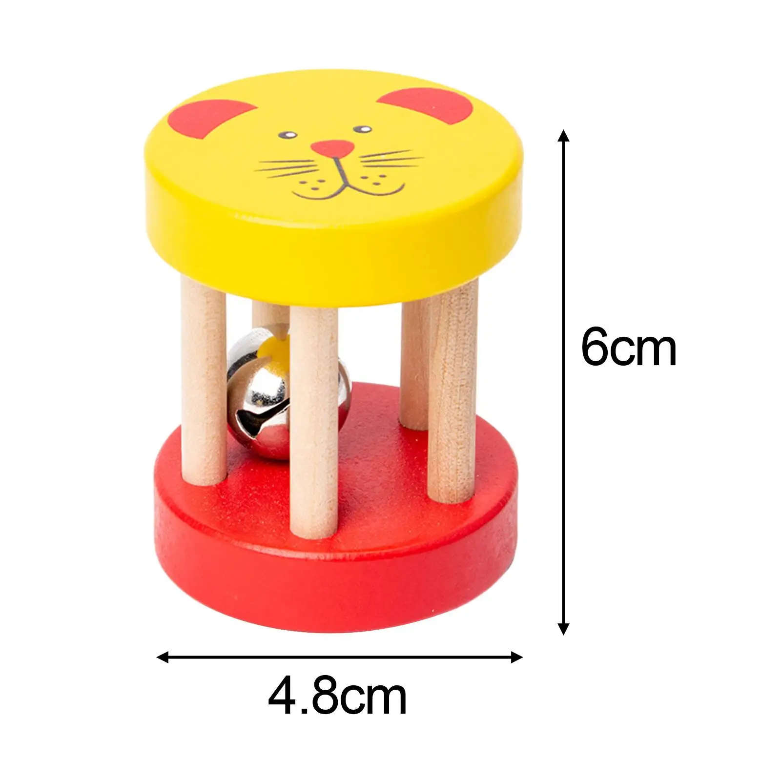 Wooden Montessori Roller Rattle Baby Toy with Bell Sensory Crawling Infant Activity Development Gift for 0-2 Years