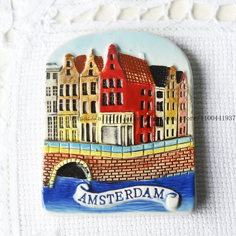 

Dutch Colored House Ceramic Fridge Magnets Hand-Painted Creative European Tourist Souvenirs Decorative Magnetic Stickers