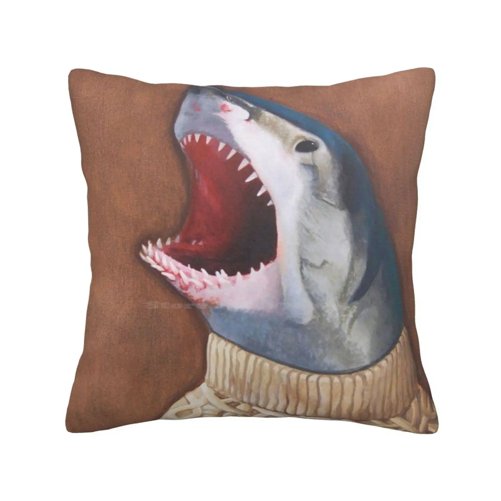 Shark In A Sweater Home Sofa Car Cushion Cover Pillowcase Sharks Fisherman Sea Marine Teeth Fangs Sweater Anthropomorphic