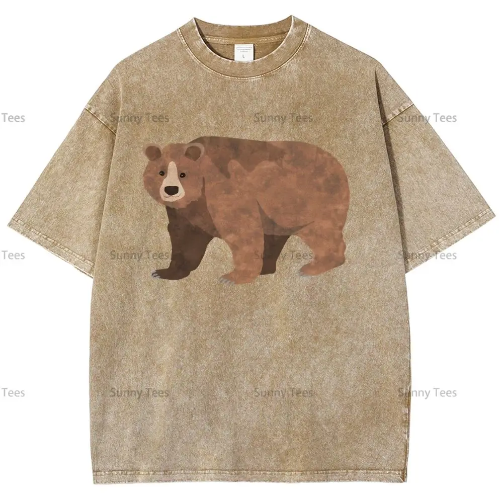 

Women's Clothing Top Y2k Cotton Oversized T-Shirt Cartoon Russian Brown Bear Print High Quality Summer Short Sleeve Gothic