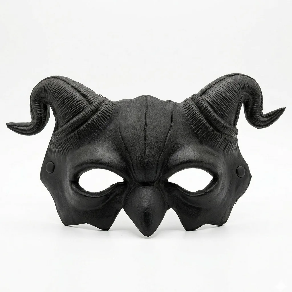 Halloween Party Mask Comfortable Devil Face Mask Costume Prop Distressed Horned Mask For Halloween Parties Carnival Parades