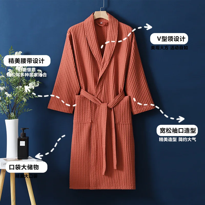 رداء حمام ماص لجميع المواسم من القطن وافل للرجال والنساء للأزواج، أردية تبخير العرق والجمال سريعة الجفاف #4