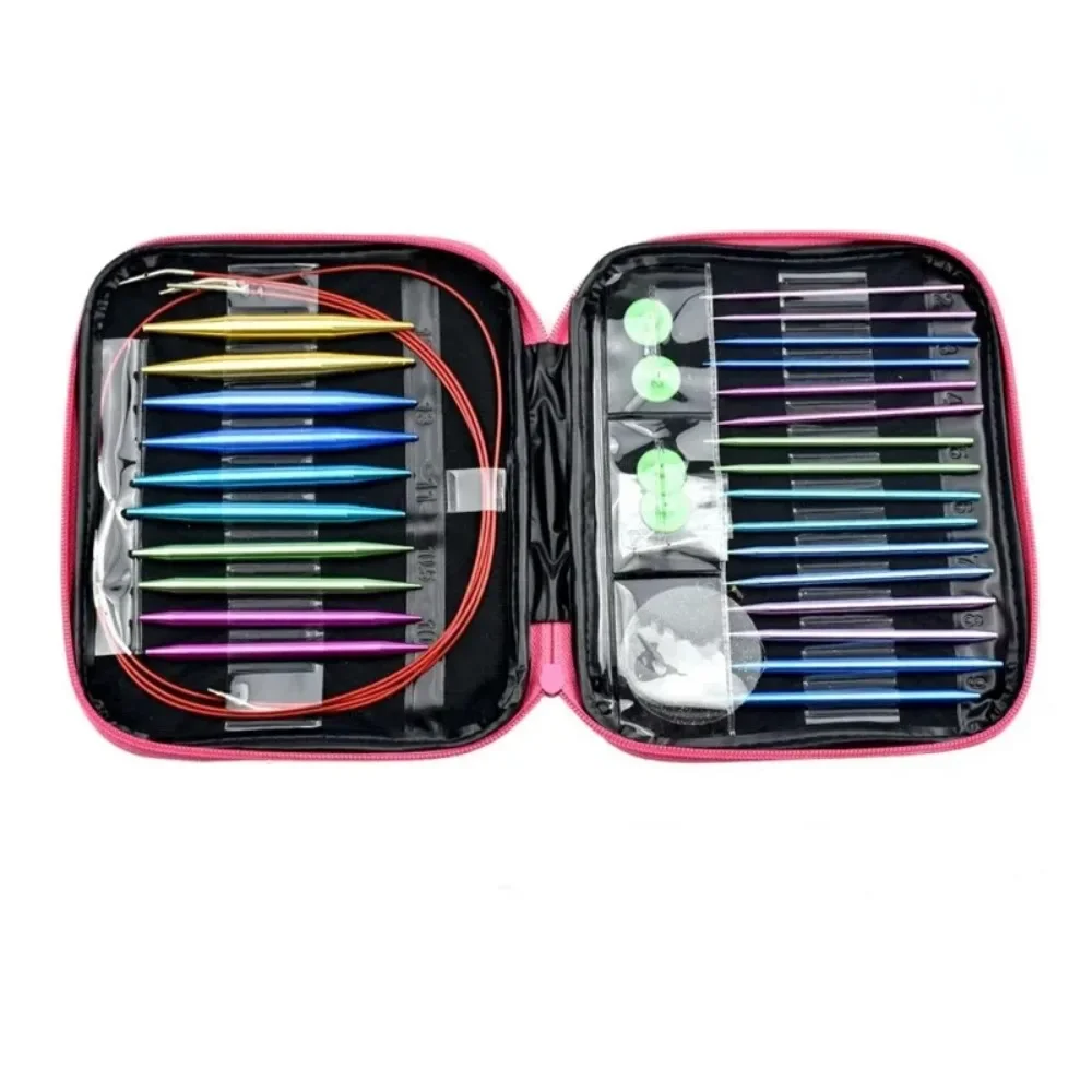 Interchangeable Crochet Hooks Weaving Yarn Knitting Craft Tools Accessories Kit Needle Aluminum Circular Knitting Needles Set
