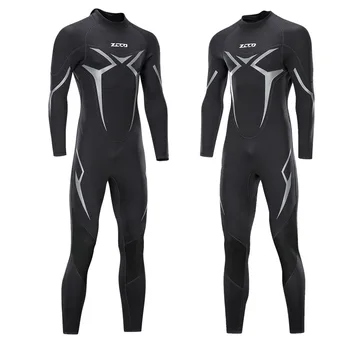 3MM neopren Wetsuit erkek sıcak süper elastik soğuk geçirmez tam vücut Wetsuit yüzme dalış dalış sörf kıyafeti