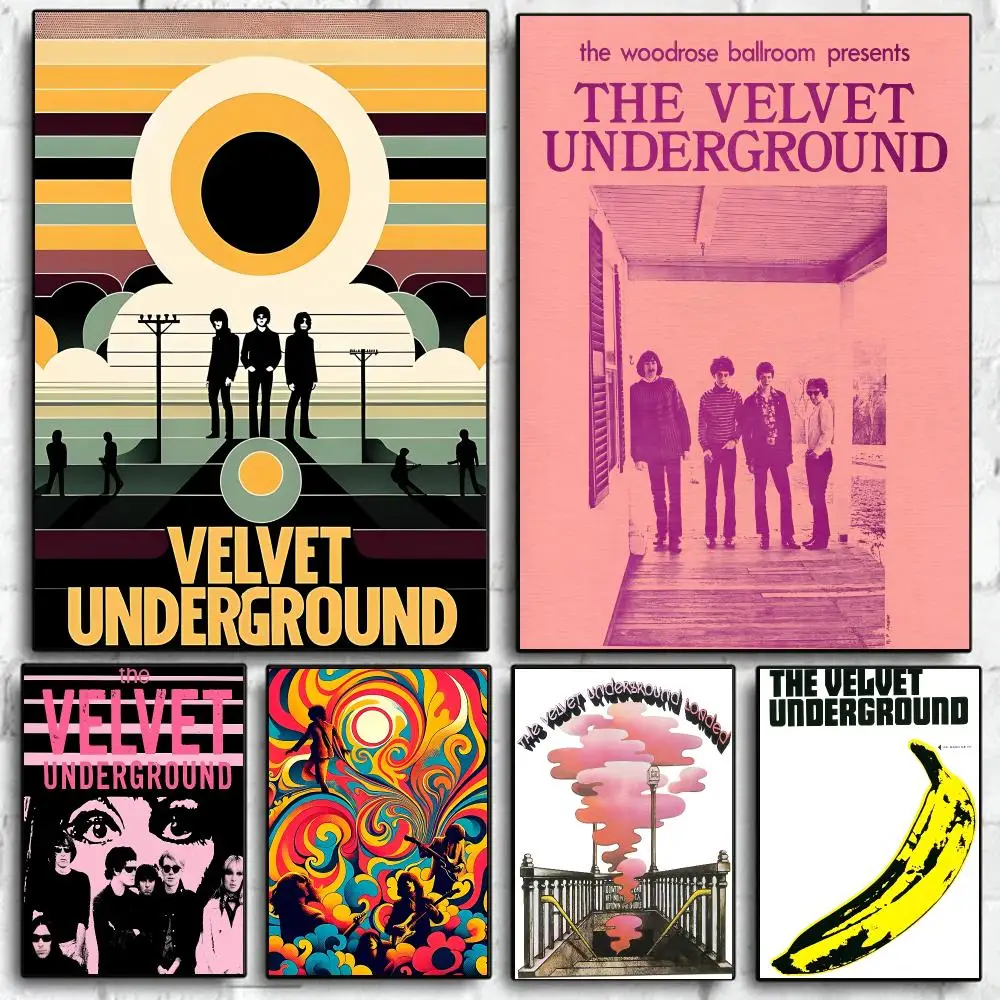 Classic Anime Rock Band The V-Vel-vet U-Underground Poster Self Adhesive Wall Art Decor for Bedroom Living Room Office Home