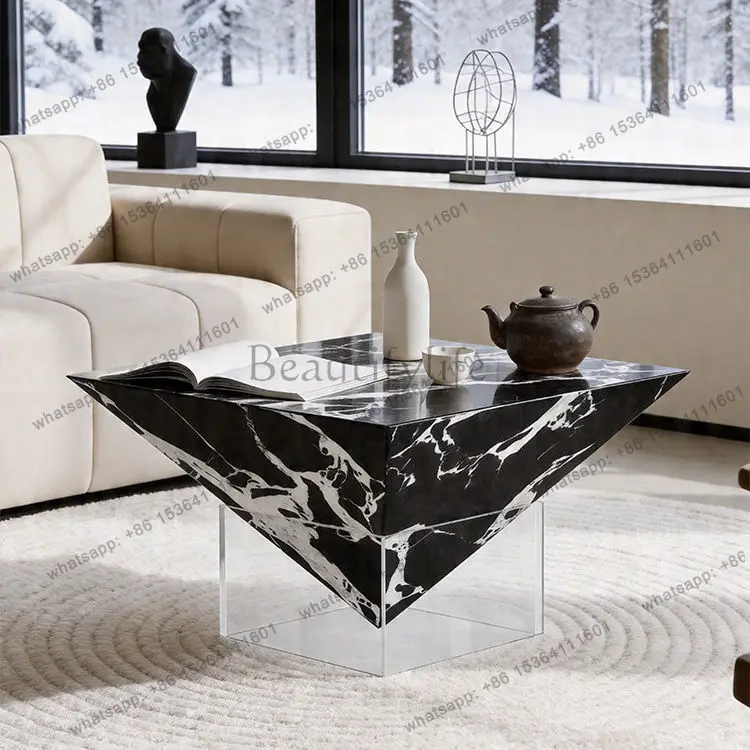Italian minimalist wind rock slab coffee table household light luxury square living room acrylic