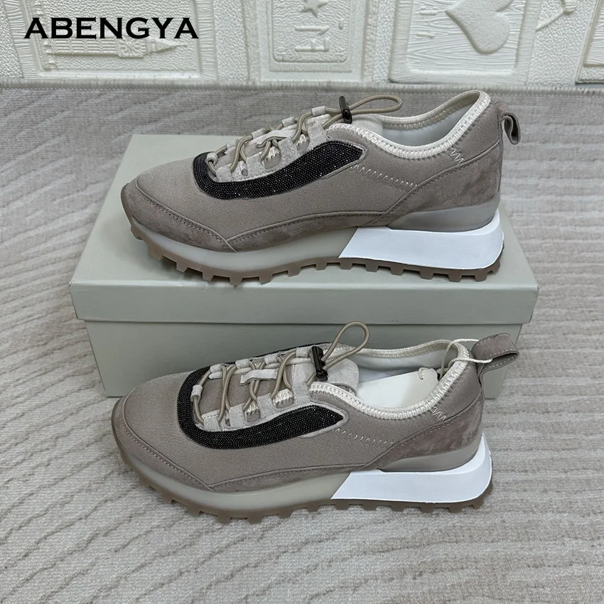 

2025 Autumn Canvas Flat Loafers Shoes Women Thick Sole Lace Up Casual Sneakers Women Designer Party Lovers Walking Shoes Female