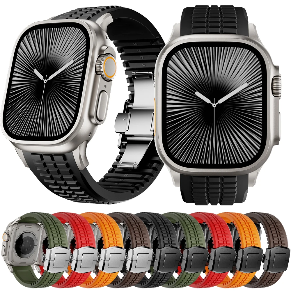 

Rubber Strap for Apple Watch Band 49mm 46Mm 45mm 44mm 41mm 42mm 38mm Silicone Bracelet IWatch Series 10 9 8 7 6 5 4 SE Ultra 2/1