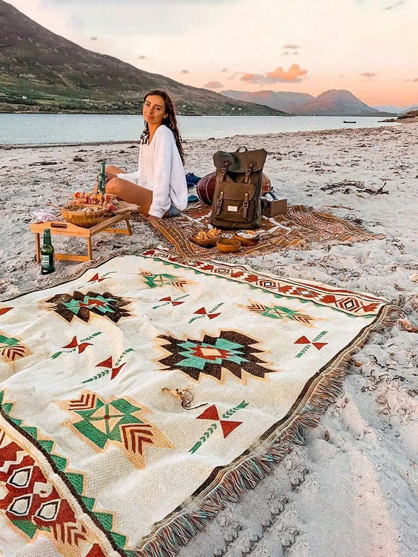 

Portable Thick Picnic Mat - Bohemian Style, Machine Washable, Tear-Resistant, Vibrant Geometric Pattern - Ideal For Outdoor Picnics, Hiking, Camping, Beach, And Indoor Decor, Can Be Used As Camping Mat, Sofa Beach Towel, Tent Mat, Heat Insulation Blanket,