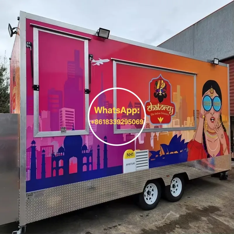 Heavy Duty Commercial Food Truck Fully Equipped Mobile Catering Trailer Cooking Appliances For Outdoor Events Street Business view 5