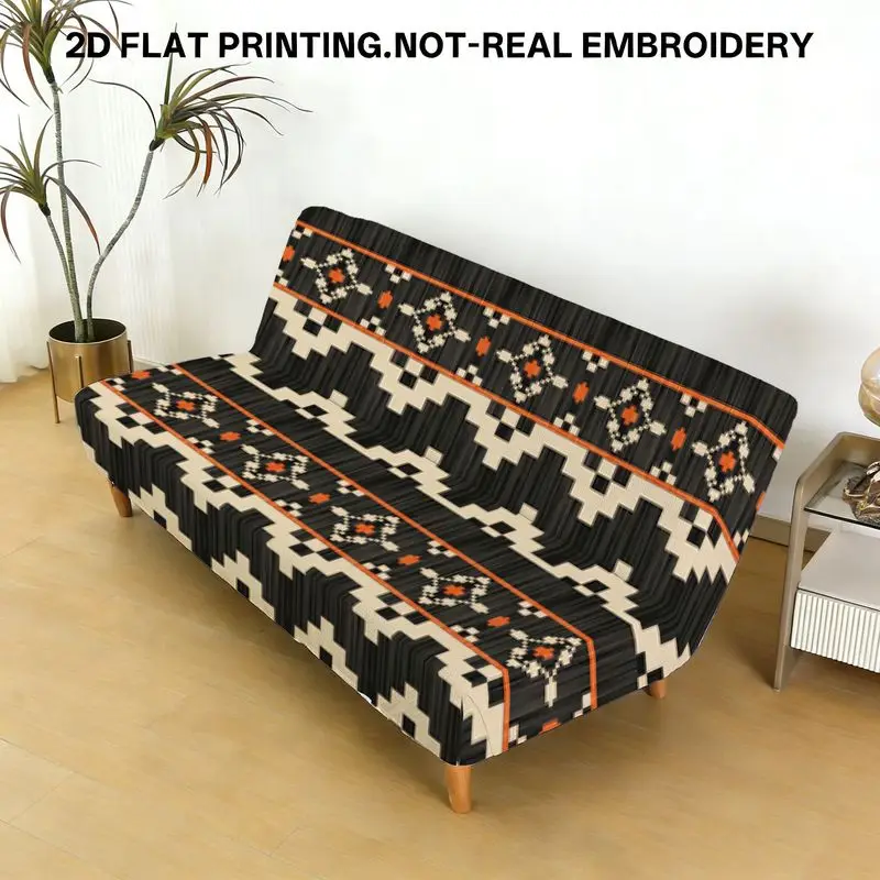 

Черное покрывало для дивана с геометрическим узором, традиционный этнический стиль, можно стирать в машине, эластичное и выдвижное покрывало для дивана.