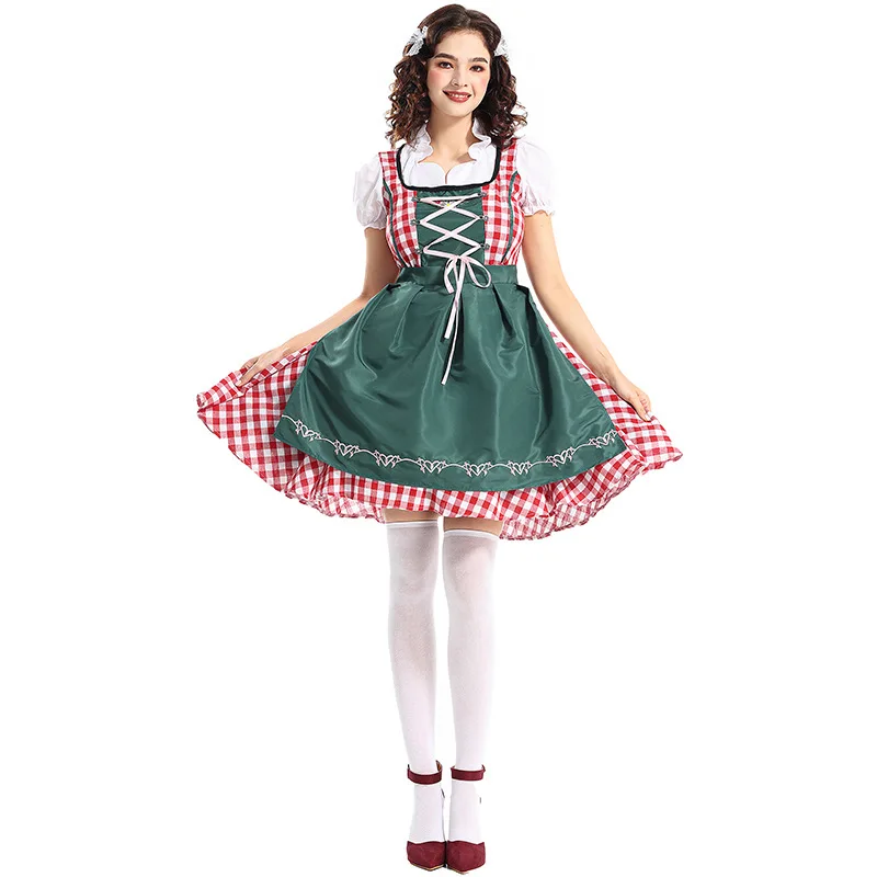Vestido Dirndl Sexy para mujer con delantal verde, disfraces bonitos de Oktoberfest para niñas, Festival de la cerveza, camarera, mucama, Cosplay, Carnaval de Halloween