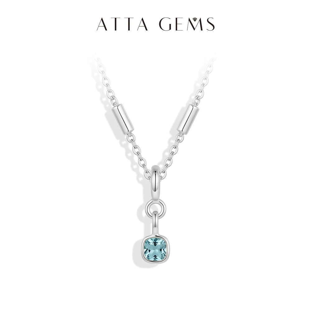 ATTAGEMS Cushion Cut Synthetic Green Corundum Pendant Gold Plated Copper Necklaces for Women Office Fine Jewelry For Daily Party
