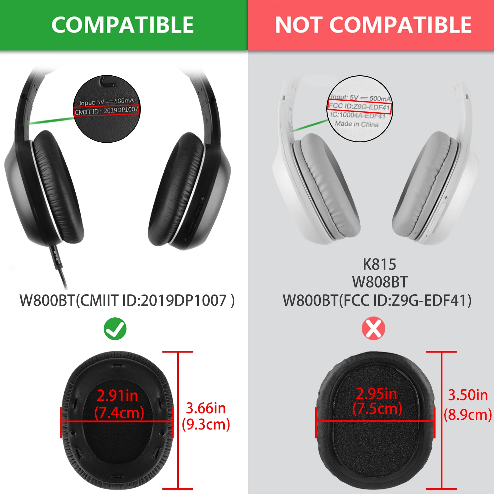 Geekria QuickFit Replacement Ear Pads for Edifier W800BT (CMIIT ID:2019DP1007) Headphones view 3