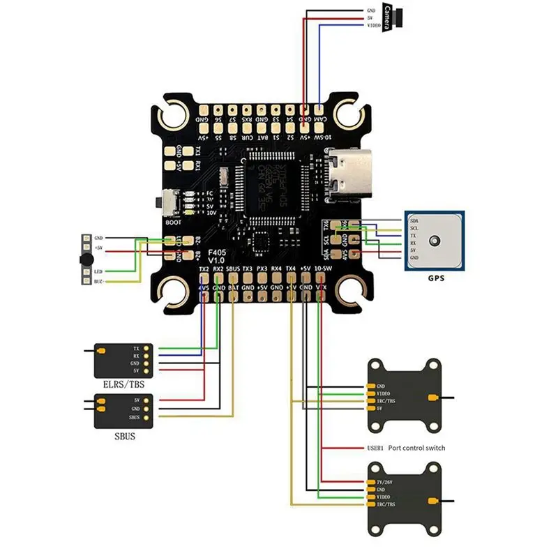 F405 Flight Control 60A ESC Flying Tower F405 Flying Tower 60A ESC BLS 60A 4 In 1 Flight Control ESC FPV Flying Drone Stack