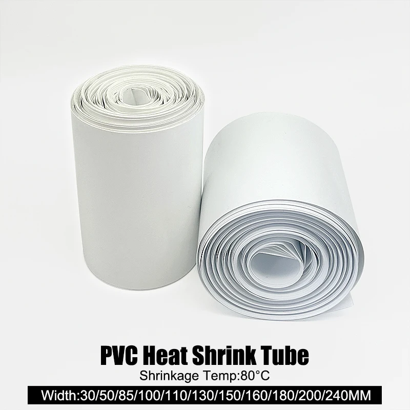Width30/50/85/100/110/130/150/160/180/200/240mm White PVC Heat Shrink Tube Anti Short Circuit Insulation Battery Protection Film