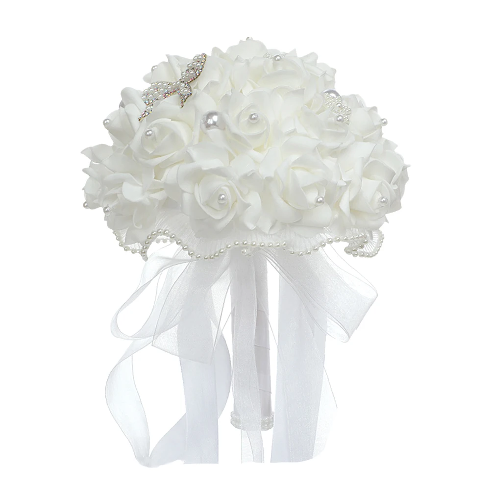 

Pearl Handheld Bridal Bouquet Wedding Decor Artificial Flowers Romantic Flower Adornment Bridal Supply Decorative Fresh Flower