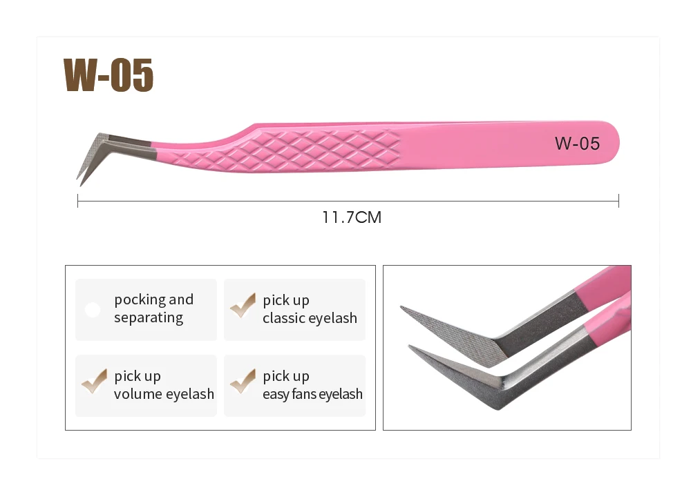 NATUHANA Dunkelrosa Wimpernverlängerungs-Pinzette Hochpräzise Antistatische Volumen-Isolations-Wimpernpinzette – Detail 9