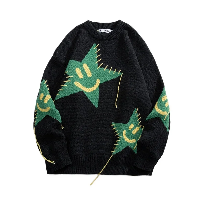 New in Sweaters Korean Popular Clothes Harajuku Pullover Knit Men\'s Winter Sweater Male Jumper Knitwear Luxury Clothing Printed